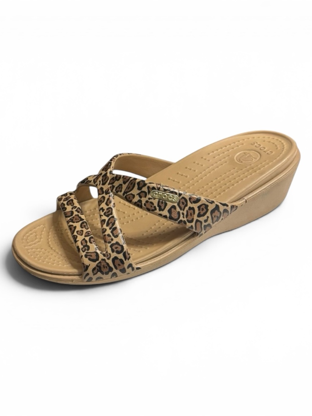CROCS Patricia ll Sandals Leopard Print Women's Size 9 Strappy Wedge Sandals